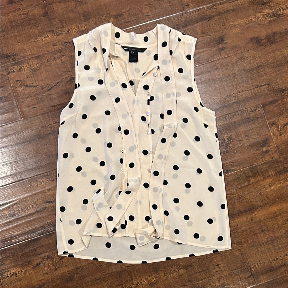 Marc By Marc Jacobs Cream and Black Polka Dot Blouse